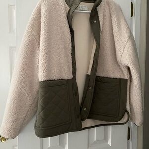 Z supply Cannon Quilted Sherpa Jacket in Dusty Olive size small